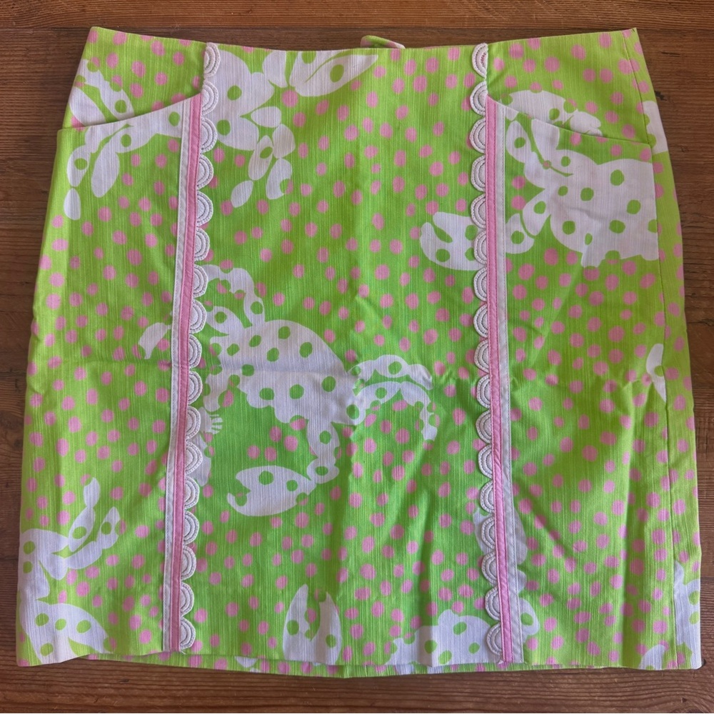 Lilly Pulitzer Lime/Pink Skirt w/ Applique size 4